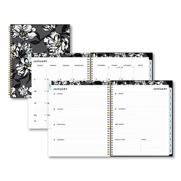Blue Sky® Baccara Dark Create-your-own Cover Weekly-monthly Planner, Floral, 11 X 8.5, Gray-black-gold Cover, 12-month (jan-dec): 2022 freeshipping - TVN Wholesale